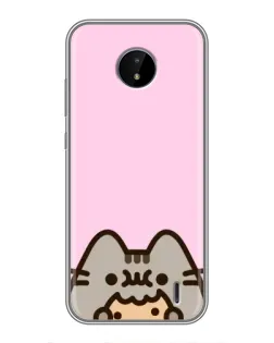 Чехол для Nokia C20 Plus с картинкой «Pusheen и печенье»