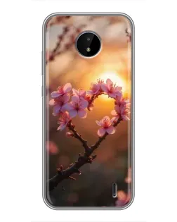 Чохол для Nokia C20 Plus з картинкою «Рожевий цвіт сердечко на тлі заходу» Чохол для Nokia C20 Plus з картинкою «Рожевий цвіт сердечко на тлі заходу»