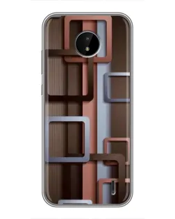 Чохол для Nokia C20 Plus з картинкою «Коричневі об'ємні квадрати»