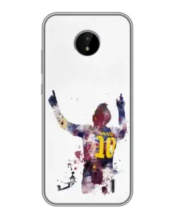 Чехол для Nokia C20 Plus с картинкой «Акварельный Месси Барселона»
