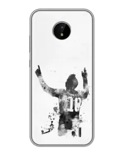 Чехол для Nokia C20 Plus с картинкой «Черно-белый силуэт Месси»