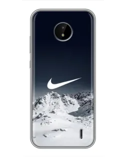 Чехол для Nokia C20 с картинкой «Nike — зимние горы»