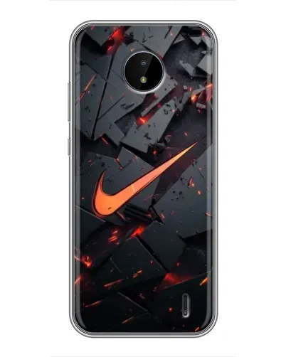 Чехол для Nokia C20 с картинкой «Nike — эффект разломов»