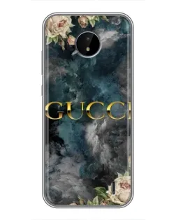 Чехол для Nokia C20 с картинкой «Абстрактные цветы Gucci»