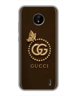 Чехол для Nokia C20 с картинкой «Gucci — золотая бабочка»