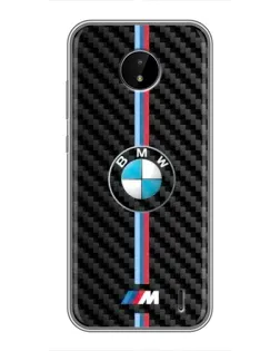 Чехол для Nokia C20 с картинкой «Эмблема BMW и карбон»