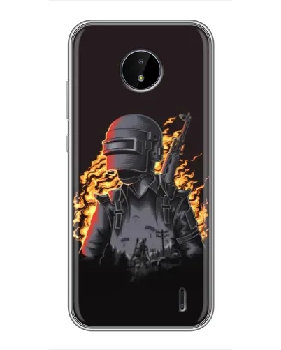 Чехол для Nokia C20 с картинкой «PUBG — огненный силуэт» Чехол для Nokia C20 с картинкой «PUBG — огненный силуэт»