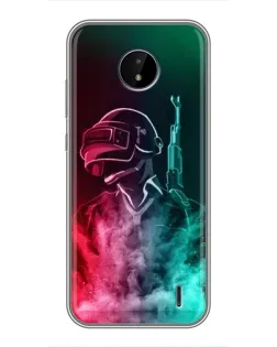 Чехол для Nokia C20 с картинкой «PUBG — огненный воин»