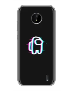Чехол для Nokia C20 с картинкой «Among Us неон»