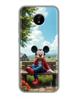 Чехол для Nokia C20 с картинкой «Микки на скамейке»