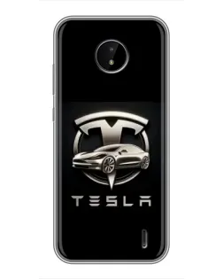 Чохол для Nokia C20 з картинкою «Tesla — срібне авто»
