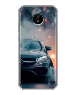 Чехол для Nokia C20 с картинкой «Mercedes — ночной город»