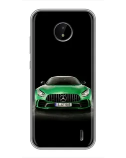 Чехол для Nokia C20 с картинкой «Mercedes — неоновый лого»