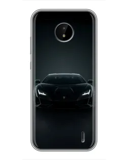 Чехол для Nokia C20 с картинкой «Черный Lamborghini Aventador»