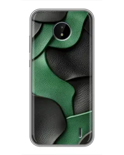 Чехол для Nokia C20 с картинкой «Зеленые кожаные волны»