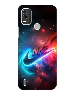 Чехол для Nokia C21 Plus с картинкой «Огненный логотип Nike»