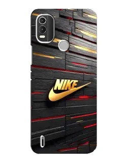 Чехол для Nokia C21 Plus с картинкой «Золотой Nike на металле»