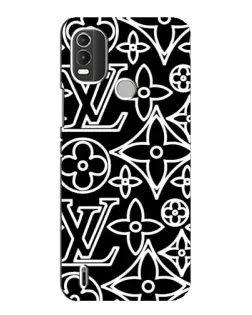 Чехол для Nokia C21 Plus с картинкой «Черно-белый узор LV»