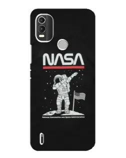 Чехол для Nokia C21 Plus с картинкой «NASA — шагаем по Луне»