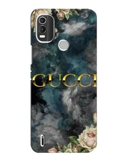 Чехол для Nokia C21 Plus с картинкой «Абстрактные цветы Gucci»