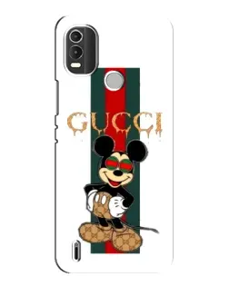 Чехол для Nokia C21 Plus с картинкой «Микки Маус Gucci — полосы»