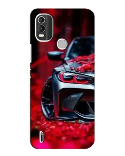 Чехол для Nokia C21 Plus с картинкой «Спортивная BMW и цветы»