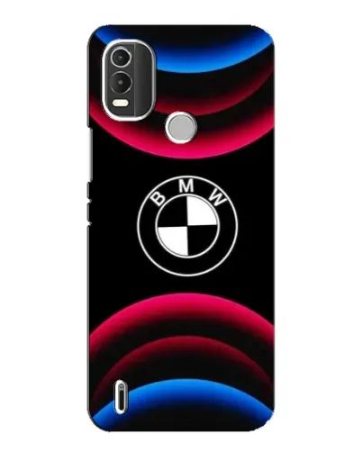 Чехол для Nokia C21 Plus с картинкой «Логотип BMW и неоновые дуги»