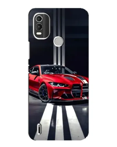 Чехол для Nokia C21 Plus с картинкой «Красная BMW на дороге»