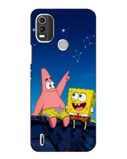 Чехол для Nokia C21 Plus с картинкой «Губка Боб и Патрик ночью»