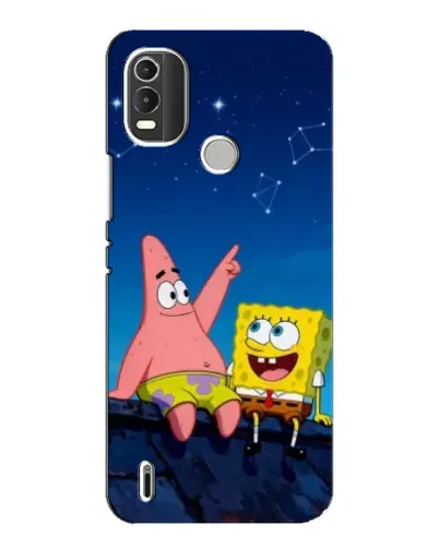 Чехол для Nokia C21 Plus с картинкой «Губка Боб и Патрик ночью»