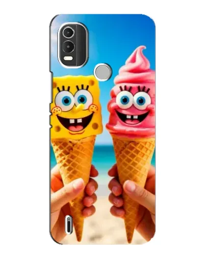 Чехол для Nokia C21 Plus с картинкой «Спанч Боб мороженое»