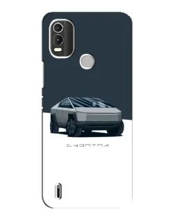 Чехол для Nokia C21 Plus с картинкой «Серебристый Cybertruck Tesla»