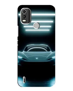 Чехол для Nokia C21 Plus с картинкой «Tesla в неоне»