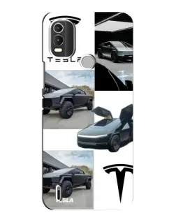 Чехол для Nokia C21 Plus с картинкой «Коллаж Cybertruck Tesla»