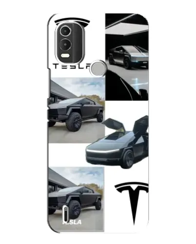 Чехол для Nokia C21 Plus с картинкой «Коллаж Cybertruck Tesla»