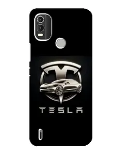Чехол для Nokia C21 Plus с картинкой «Tesla — серебристое авто»