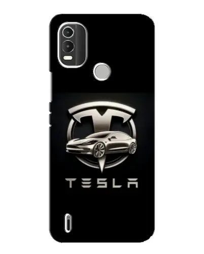 Чехол для Nokia C21 Plus с картинкой «Tesla — серебристое авто»
