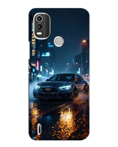 Чехол для Nokia C21 Plus с картинкой «Ночной город и Audi»