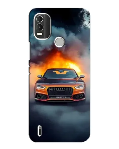 Чехол для Nokia C21 Plus с картинкой «Audi в огненном дыму»