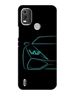 Чехол для Nokia C21 Plus с картинкой «Голубой силуэт Lamborghini»