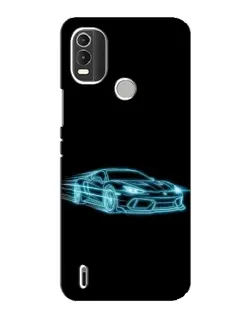 Чехол для Nokia C21 Plus с картинкой «Неоновый контур Lamborghini»