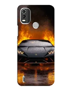 Чехол для Nokia C21 Plus с картинкой «Lamborghini в огне»