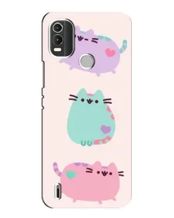 Чохол для Nokia C21 Plus з картинкою «Pusheen тріо»