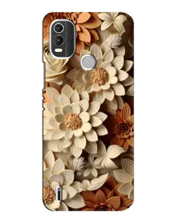 Чехол для Nokia C21 Plus с картинкой «Бежевый флористический декор»