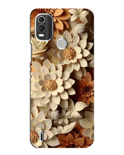 Чехол для Nokia C21 Plus с картинкой «Бежевый флористический декор»