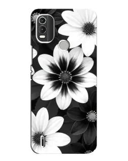 Чехол для Nokia C21 Plus с картинкой «Монохромные астры»