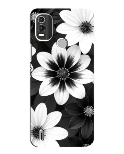 Чехол для Nokia C21 Plus с картинкой «Монохромные астры»