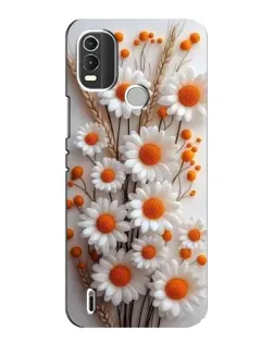 Чехол для Nokia C21 Plus с картинкой «Белые сухоцветы»