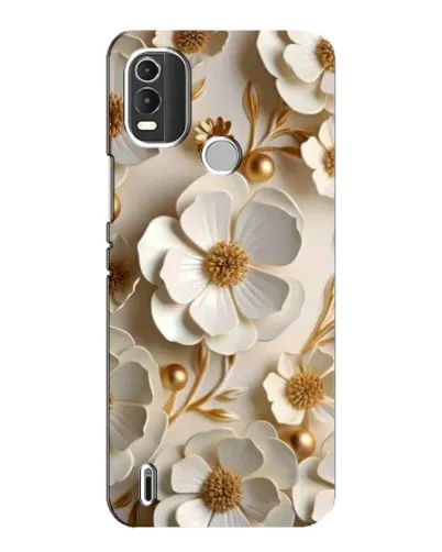 Чехол для Nokia C21 Plus с картинкой «Белие бумажние  цвети»