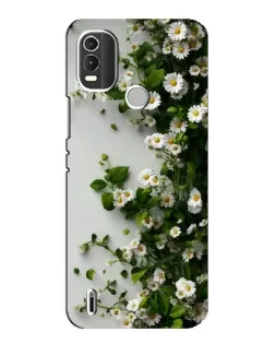 Чехол для Nokia C21 Plus с картинкой «Ветка мелких белых цветов»